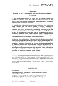 Dokument Artikel 141 Posten in der Landesw&auml;hrung und in ausl&auml;ndischer W&auml;hrung