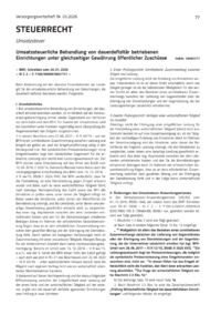 Dokument Umsatzsteuerliche Behandlung von dauerdefizit&auml;r betriebenen Einrichtungen unter gleichzeitiger Gew&auml;hrung &ouml;ffentlicher Zusch&uuml;sse
