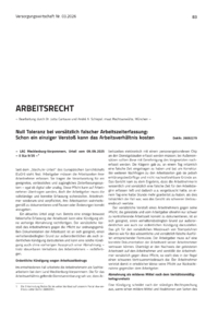Dokument Null Toleranz bei vors&auml;tzlich falscher Arbeitszeiterfassung: Schon ein einziger Versto&szlig; kann das Arbeitsverh&auml;ltnis kosten