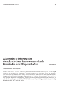 Dokument Allgemeine F&ouml;rderung des demokratischen Staatswesens durch Gemeinden und K&ouml;rperschaften