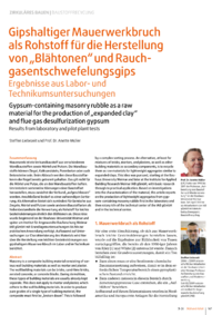 Dokument Gipshaltiger Mauerwerkbruch als Rohstoff f&uuml;r die Herstellung von &bdquo;Bl&auml;htonen&ldquo; und Rauchgasentschwefelungsgips