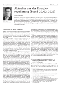 Dokument Aktuelles aus der Energieregulierung (Stand 20.02.2026)