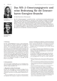 Dokument Das NIS-2-Umsetzungsgesetz und seine Bedeutung f?r die Erneuerbaren-Energien-Branche