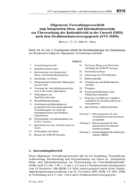 Dokument Allgemeine Verwaltungsvorschrift zum Integrierten Mess- und Informationssystem zur &Uuml;berwachung der Radioaktivit&auml;t in der Umwelt (IMIS) nach dem Strahlenschutzvorsorgegesetz (AVV-IMIS)