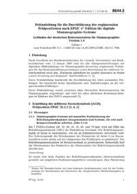 Dokument Pr&uuml;fanleitung f&uuml;r die Durchf&uuml;hrung der erg&auml;nzenden Pr&uuml;fpositionen nach EPQC 4 th Edition f&uuml;r digitale Mammographie-Systeme
