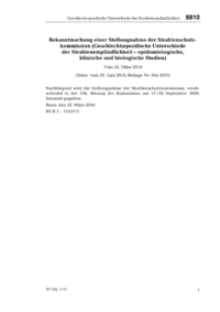 Dokument Bekanntmachung einer Stellungnahme der Strahlenschutzkommission (Geschlechtsspezifische Unterschiede der Strahlenempfindlichkeit &ndash; epidemiologische, klinische und biologische Studien)