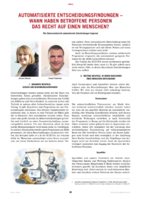 Dokument Automatisierte Entscheidungsfindungen &ndash; Wann haben betroffene Personen das Recht auf einen Menschen?