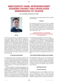 Dokument Arbeitsgericht Hamm: Abtreibungsverbot gegen&uuml;ber Chefarzt eines katholischen Krankenhauses ist zul&auml;ssig