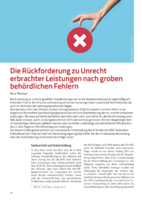 Dokument Die R&uuml;ckforderung zu Unrecht erbrachter Leistungen nach groben beh&ouml;rdlichen Fehlern