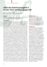 Dokument H&ouml;he des Arbeitslosengelds II im Jahr 2022 verfassungsgem&auml;&szlig;