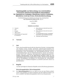 Dokument LV 41 &ndash; Handlungshilfe zur Beleuchtung von Arbeitsst&auml;tten &ndash; Gesicherte arbeitswissenschaftliche Erkenntnisse f&uuml;r Tageslicht in Geb&auml;uden, K&uuml;nstliches Licht in Geb&auml;uden, K&uuml;nstliches Licht im Freien, Sicherheitsbeleuchtung