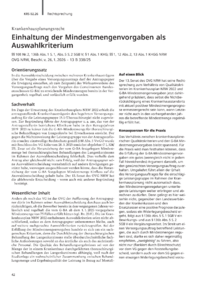 Dokument Einhaltung der Mindestmengenvorgaben als Auswahlkriterium