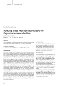 Dokument Haftung eines Krankenhaustr&auml;gers f&uuml;r Organisationsverschulden