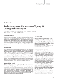 Dokument Bedeutung einer Patientenverf&uuml;gung f&uuml;r Zwangsbehandlungen