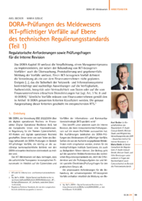 Dokument DORA-Pr&uuml;fungen des Meldewesens IKT-pflichtiger Vorf&auml;lle auf Ebene des technischen Regulierungsstandards (Teil 1)