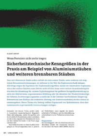 Dokument Sicherheitstechnische Kenngr&ouml;&szlig;en in der Praxis am Beispiel von Aluminiumst&auml;uben und weiteren brennbaren St&auml;uben