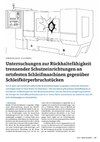 Dokument Untersuchungen zur R&uuml;ckhaltef&auml;higkeit trennender Schutzeinrichtungen an ortsfesten Schleifmaschinen gegen&uuml;ber Schleifk&ouml;rperbruchst&uuml;cken