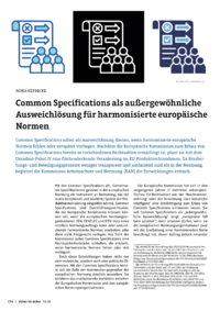 Dokument Common Specifications als au&szlig;ergew&ouml;hnliche Ausweichl&ouml;sung f&uuml;r harmonisierte europ&auml;ische Normen