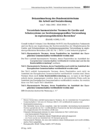 Dokument Verzeichnis harmonisierter Normen f&uuml;r Ger&auml;te und Schutzsysteme zur bestimmungsgem&auml;&szlig;en Verwendung in explosionsgef&auml;hrdeten Bereichen