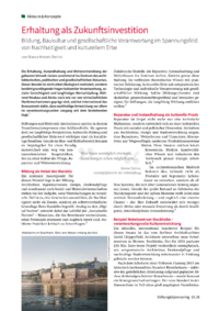 Dokument Erhaltung als Zukunftsinvestition