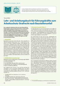 Dokument Lehr- und Anleitungsbuch f&uuml;r F&uuml;hrungskr&auml;fte zum Arbeitsschutz-Strafrecht nach Baustellenunfall