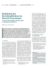 Dokument Reduktion der Berichtspflichten im Bereich Governance