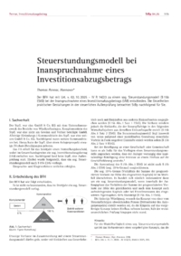 Dokument Steuerstundungsmodell bei Inanspruchnahme eines Investitionsabzugsbetrags