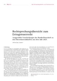 Dokument Rechtsprechungs&uuml;bersicht zum Ertragsteuerrecht