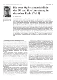 Dokument Die neue Opferschutzrichtlinie der EU und ihre Umsetzung in deutsches Recht (Teil I)