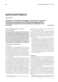 Dokument Die Risiken f&uuml;r &ouml;ffentliche Auftraggeber bei Verweis auf allgemeine Zivilrechtsnormen/St&auml;rkung des Gleichbehandlungsgrundsatzes und Transparenzgebotes bei unionsweiten (Bau-)Vergaben durch den EuGH