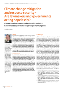 Dokument Climate change mitigation and resource security &ndash; Are lawmakers and governments acting hopelessly?