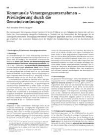 Dokument Kommunale Versorgungsunternehmen &ndash; Privilegierung durch die Gemeindeordnungen
