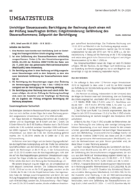 Dokument Unrichtiger Steuerausweis; Berichtigung der Rechnung durch einen mit der Pr&uuml;fung beauftragten Dritten; Entgeltminderung; Gef&auml;hrdung des Steueraufkommens; Zeitpunkt der Berichtigung