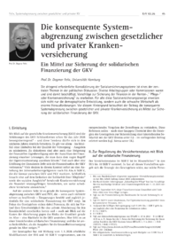 Dokument Die konsequente Systemabgrenzung zwischen gesetzlicher und privater Krankenversicherung