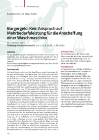 Dokument B&uuml;rgergeld: Kein Anspruch auf Mehrbedarfsleistung f&uuml;r die Anschaffung einer Waschmaschine