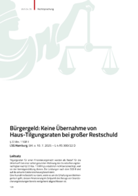 Dokument B&uuml;rgergeld: Keine &Uuml;bernahme von Haus-Tilgungsraten bei gro&szlig;er Restschuld