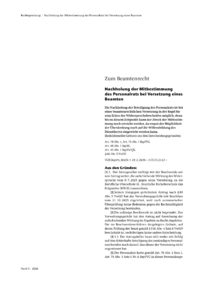 Dokument Nachholung der Mitbestimmung des Personalrats bei Versetzung eines Beamten