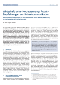 Dokument Wirtschaft unter Hochspannung: Praxis-Empfehlungen zur Krisenkommunikation