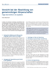 Dokument Vorsicht bei der Abwicklung von gemeinn&uuml;tzigen K&ouml;rperschaften