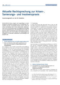 Dokument Aktuelle Rechtsprechung zur Krisen-, Sanierungs- und Insolvenzpraxis