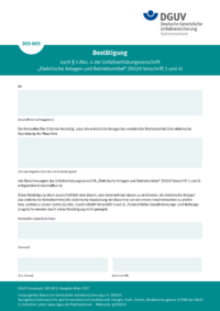 Dokument Best&auml;tigung nach &sect; 5 Abs. 4 der Unfallverh&uuml;tungsvorschrift &bdquo;Elektrische Anlagen und Betriebsmittel&ldquo;