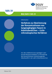 Dokument Verfahren zur Bestimmung der Konzentrationen von lungeng&auml;ngigen Fasern in Arbeitsbereichen - Lichtmi