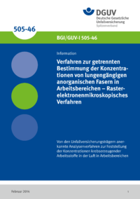 Dokument Verfahren zur getrennten Bestimmung der Konzentrationen von lungeng&auml;ngigen anorganischen Fasern in A