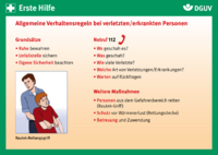 Dokument Erste Hilfe Karte: Allgemeine Verhaltensregeln