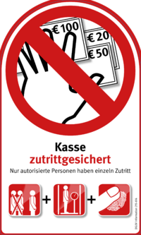 Dokument Aufkleber (gro&szlig;) &ndash; Kasse zutrittgesichert