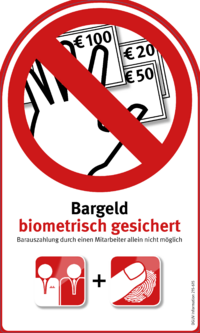 Dokument Aufkleber (gro&szlig;) &ndash; Bargeld biometrisch gesichert