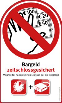 Dokument Aufkleber (gro&#2013265951) &#2013266070 Bargeld zeitschlossgesichert