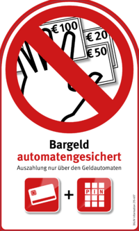 Dokument Aufkleber (gro&szlig;) &ndash; Bargeld automatengesichert