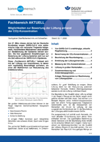 Dokument FBHM-114: M&ouml;glichkeiten zur Bewertung der L&uuml;ftung anhand der CO2-Konzentration