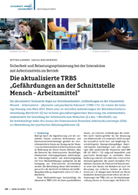 Dokument Die aktualisierte TRBS &bdquo;Gef&auml;hrdungen an der Schnittstelle Mensch &ndash; Arbeitsmittel&ldquo;